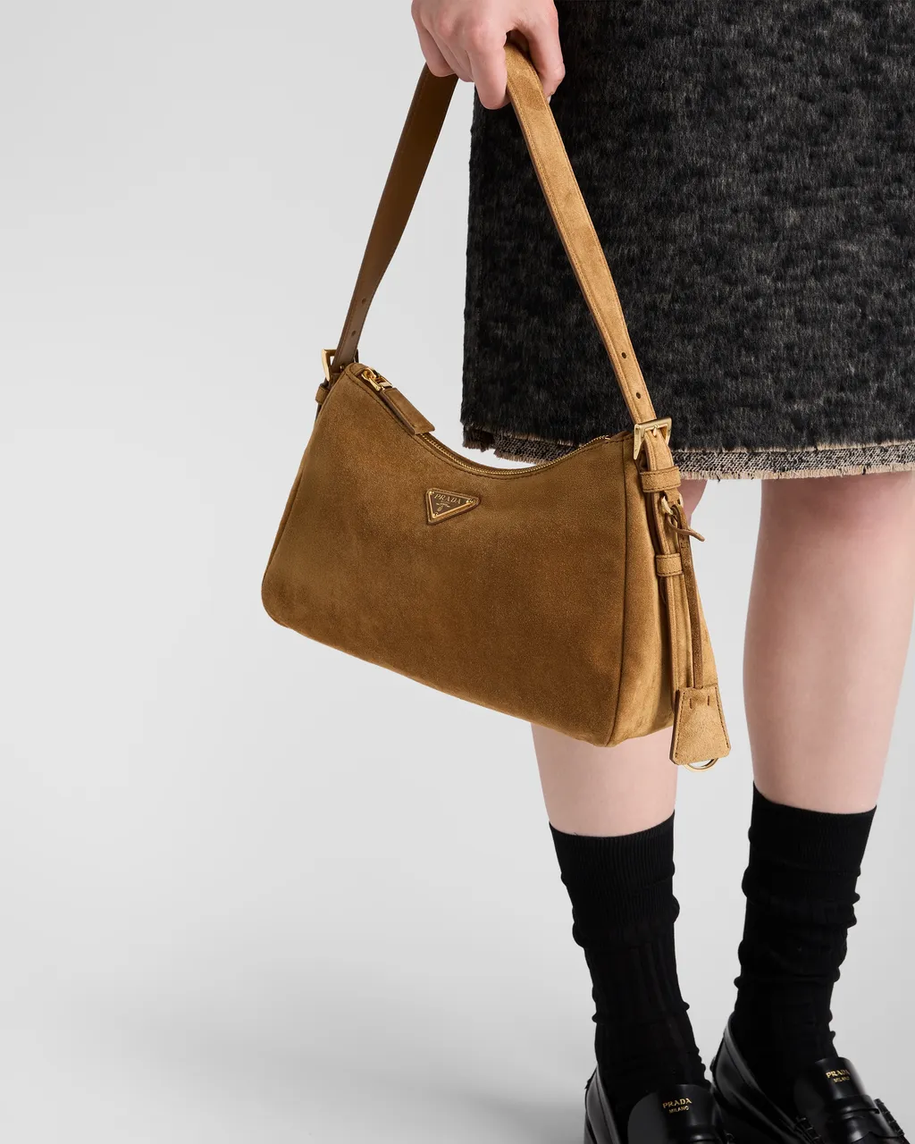 Prada AimÉE Medium Suede Shoulder Bag