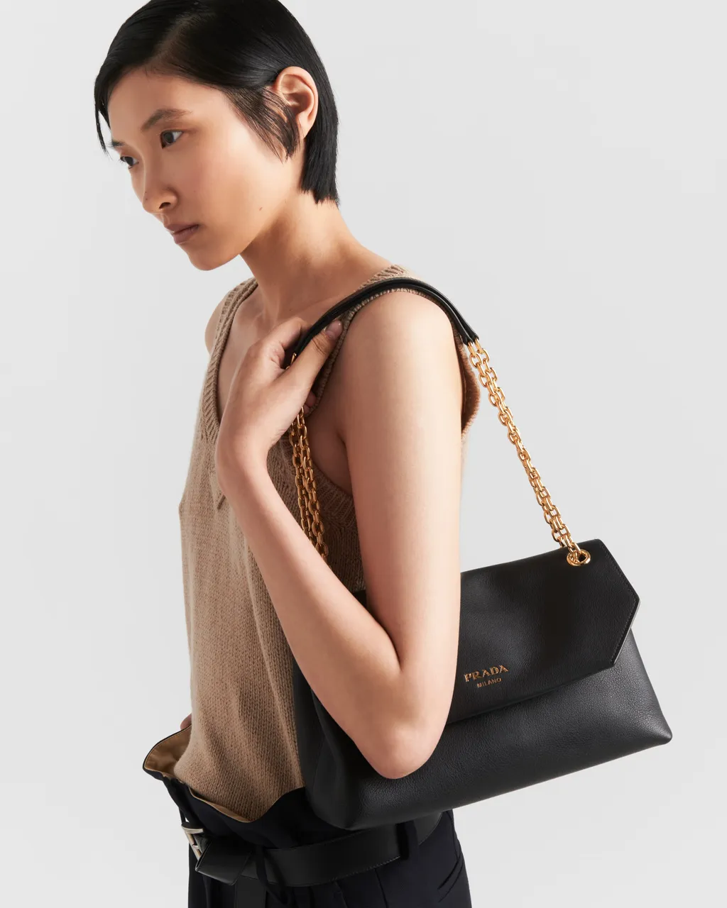 Prada Doux Medium Leather Shoulder Bag