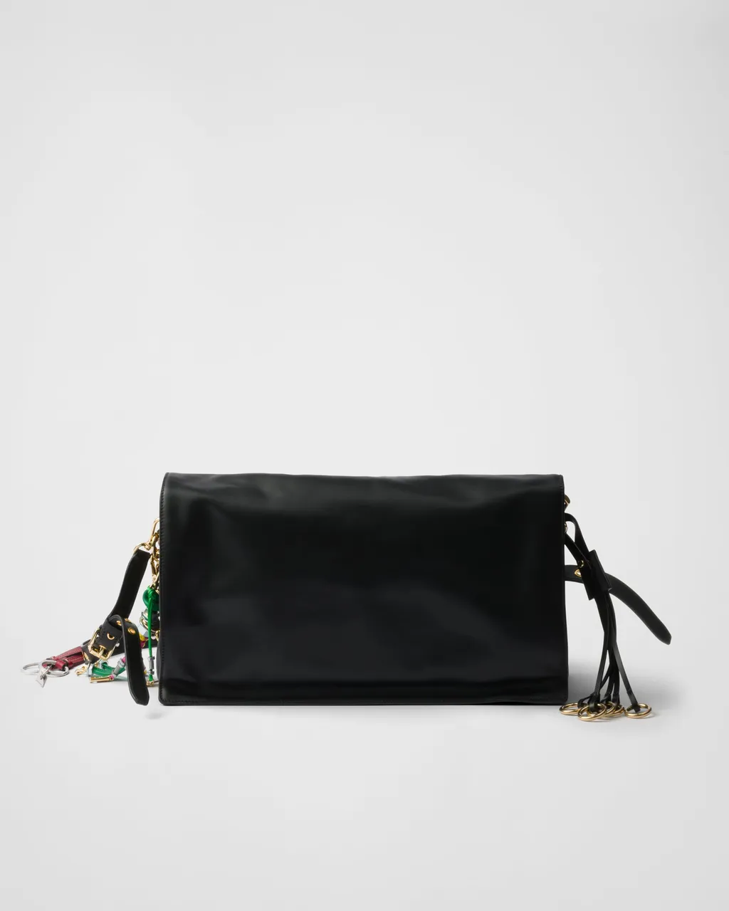 Prada Soft Sound Large Leather Shoulder Bag With Charms