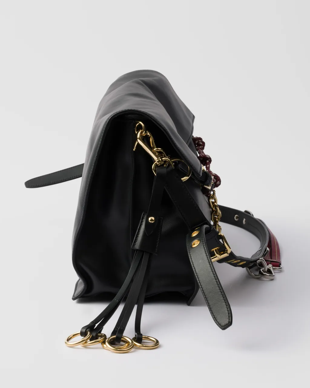 Prada Soft Sound Large Leather Shoulder Bag With Charms