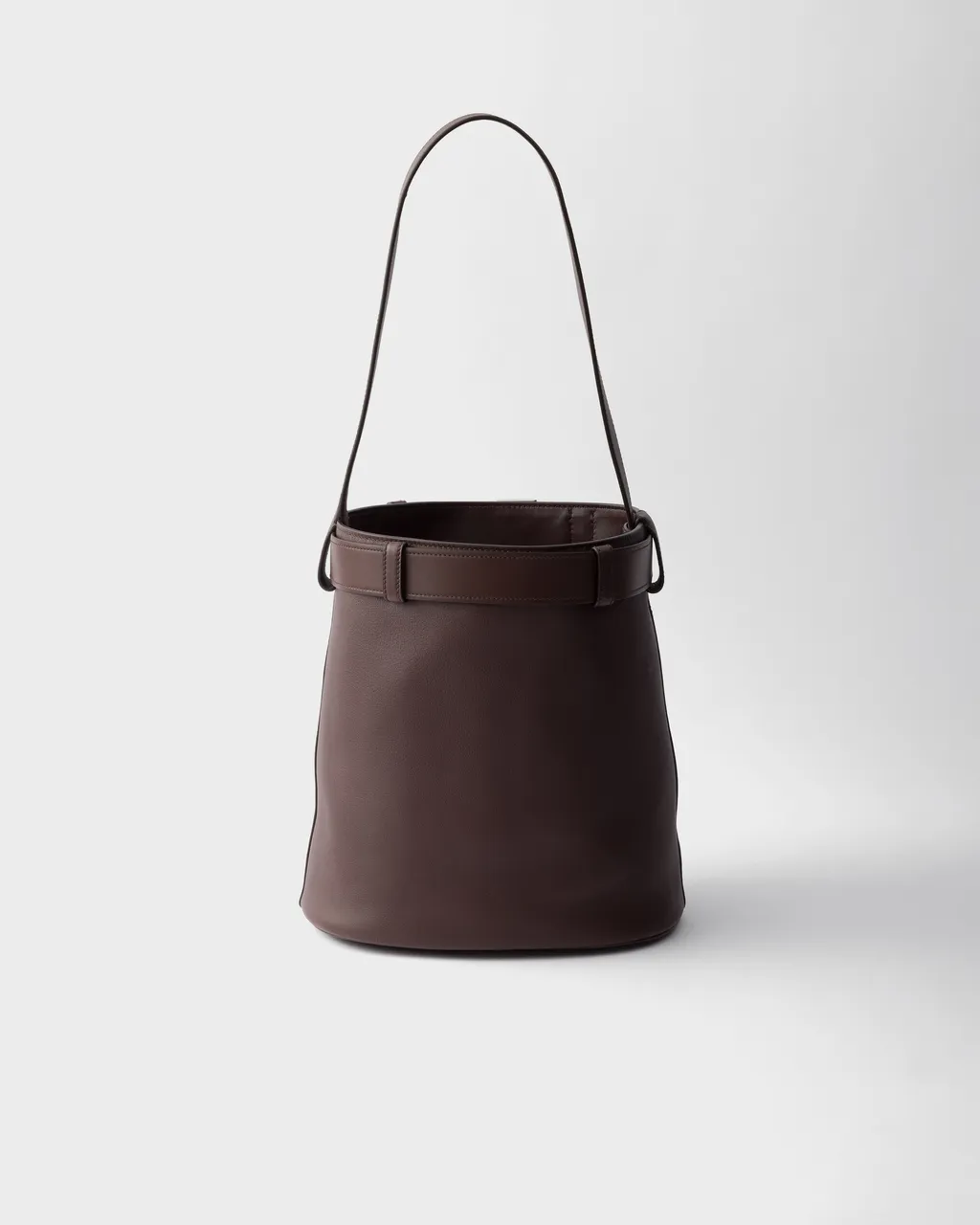 Prada Buckle Leather Bucket Bag With Belt