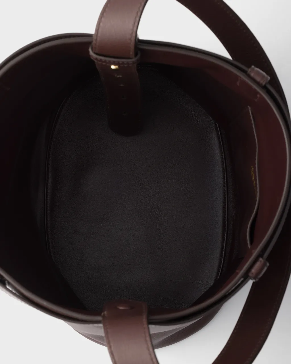 Prada Buckle Leather Bucket Bag With Belt