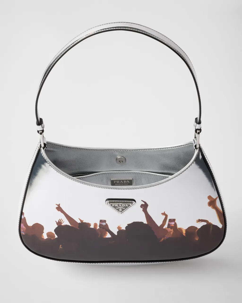 Prada Cleo Printed Brushed Leather Shoulder Bag