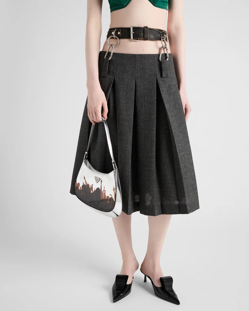 Prada Cleo Printed Brushed Leather Shoulder Bag