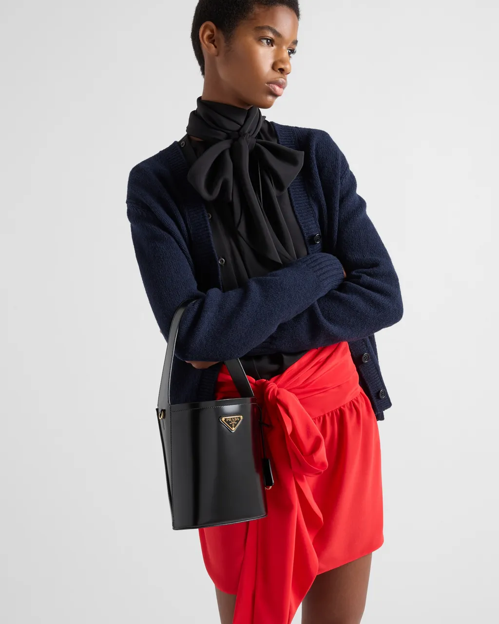 Brushed Leather Mini Bucket Bag