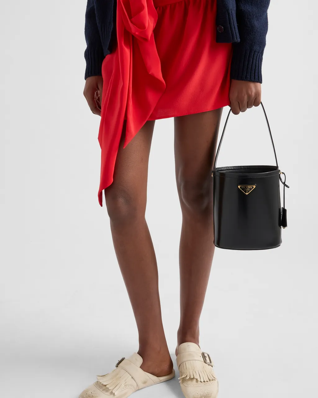 Brushed Leather Mini Bucket Bag