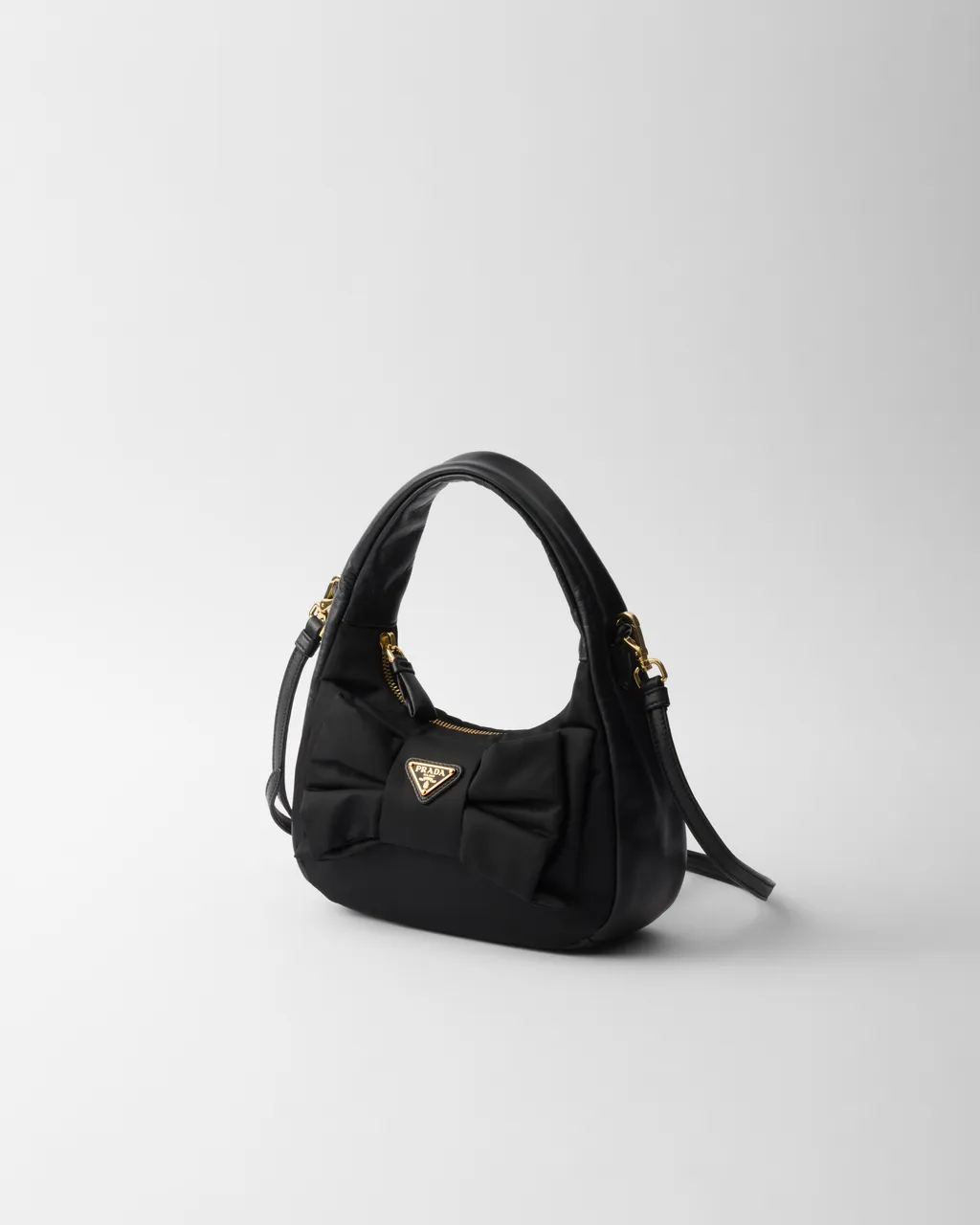 Re-Nylon And Nappa Leather Mini-Bag With Bow