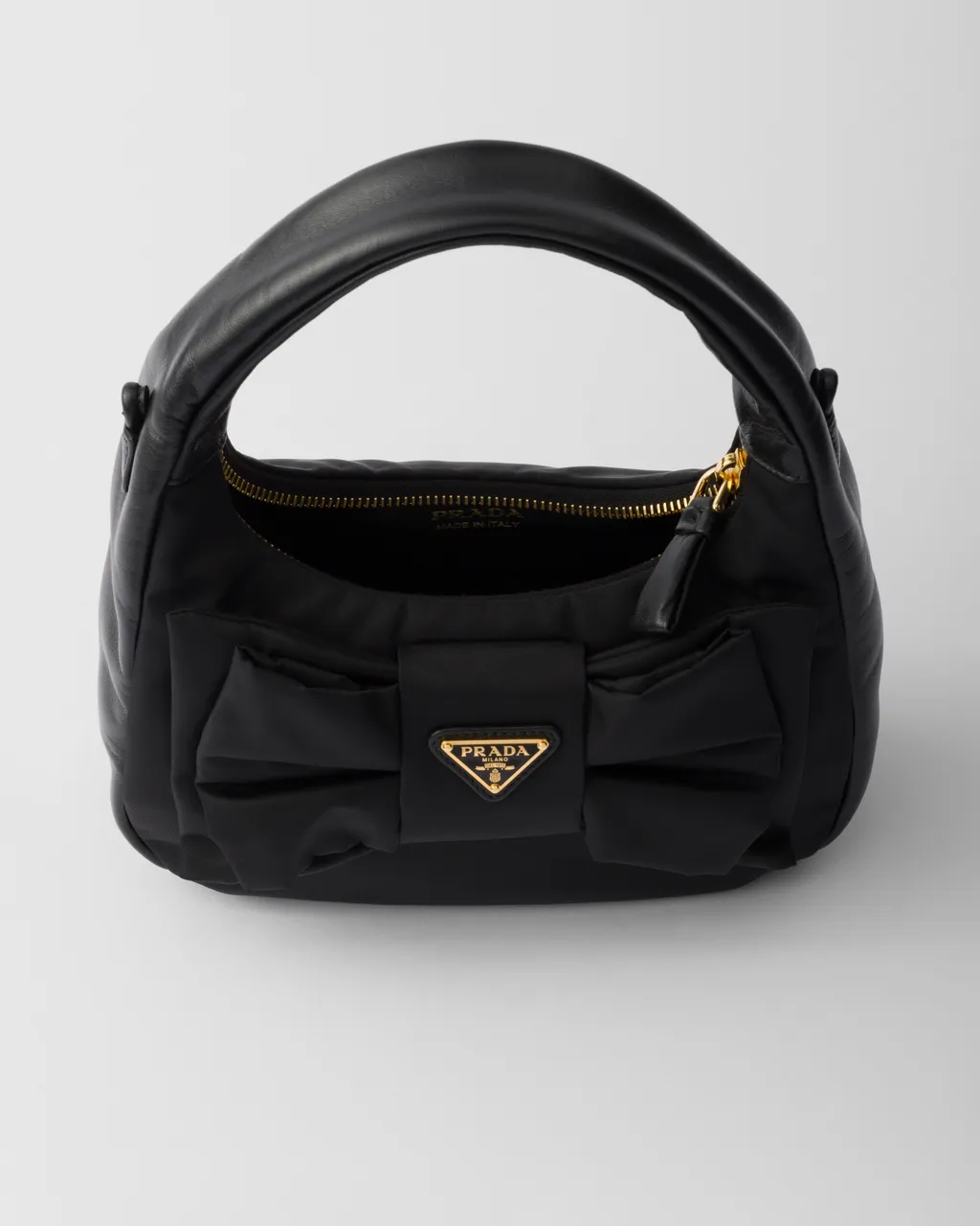Re-Nylon And Nappa Leather Mini-Bag With Bow