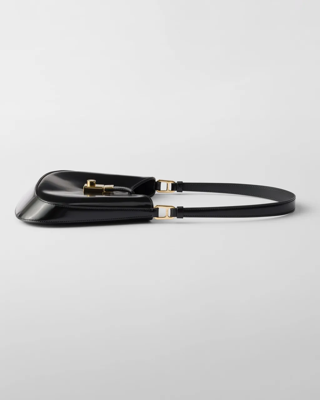 Prada Cleo Brushed Leather Shoulder Bag With Clasp Closure
