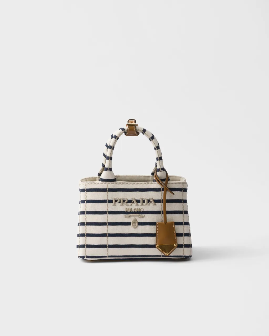 Prada JardiniÈRe Striped Cotton Canvas Mini-Bag