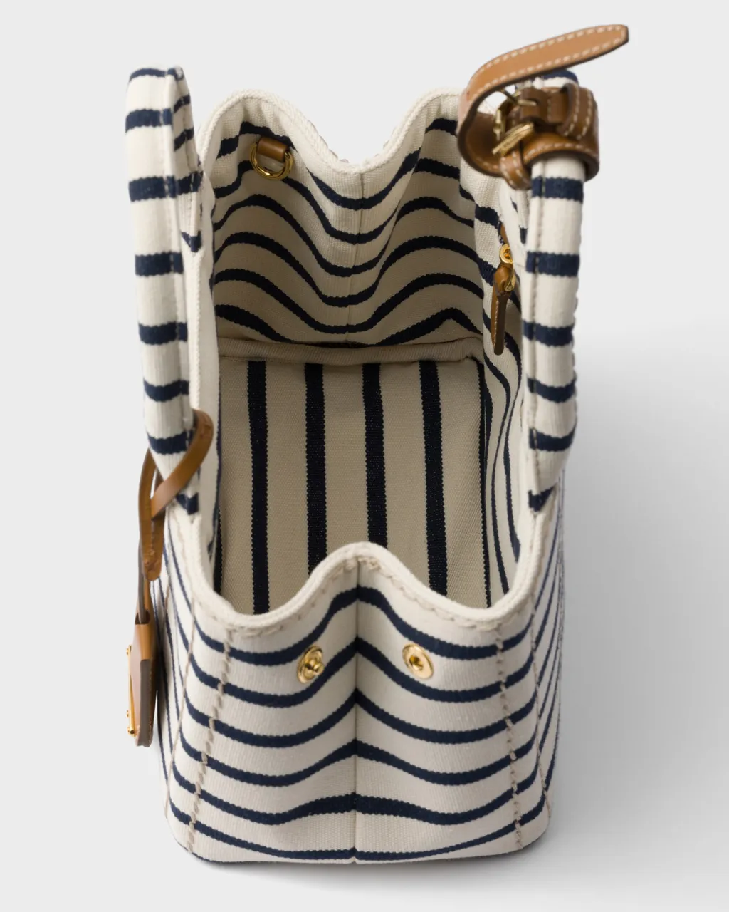 Prada JardiniÈRe Striped Cotton Canvas Mini-Bag
