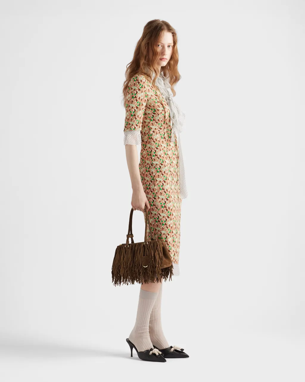 Prada Galleria Medium Suede Bag With Fringe