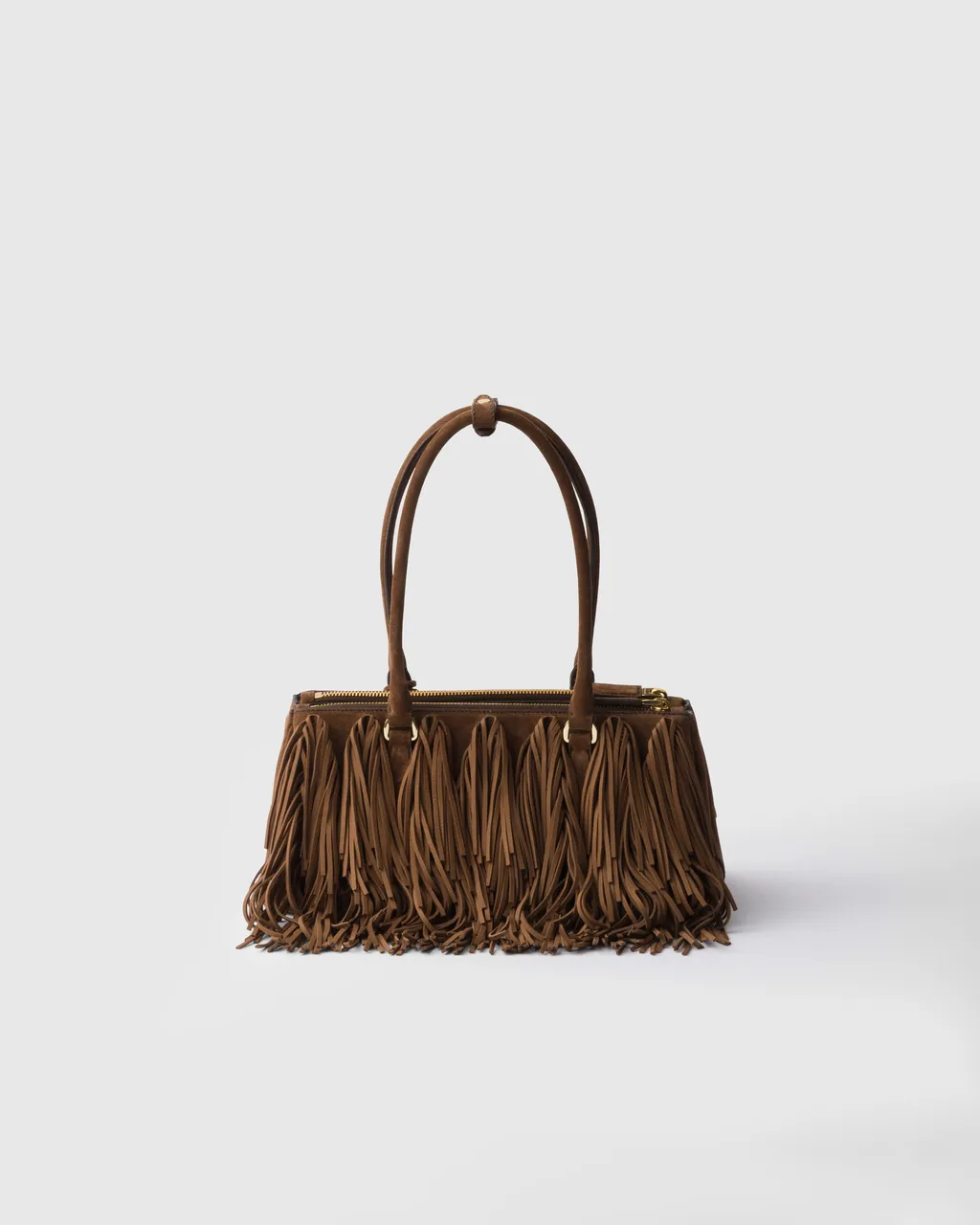 Prada Galleria Medium Suede Bag With Fringe
