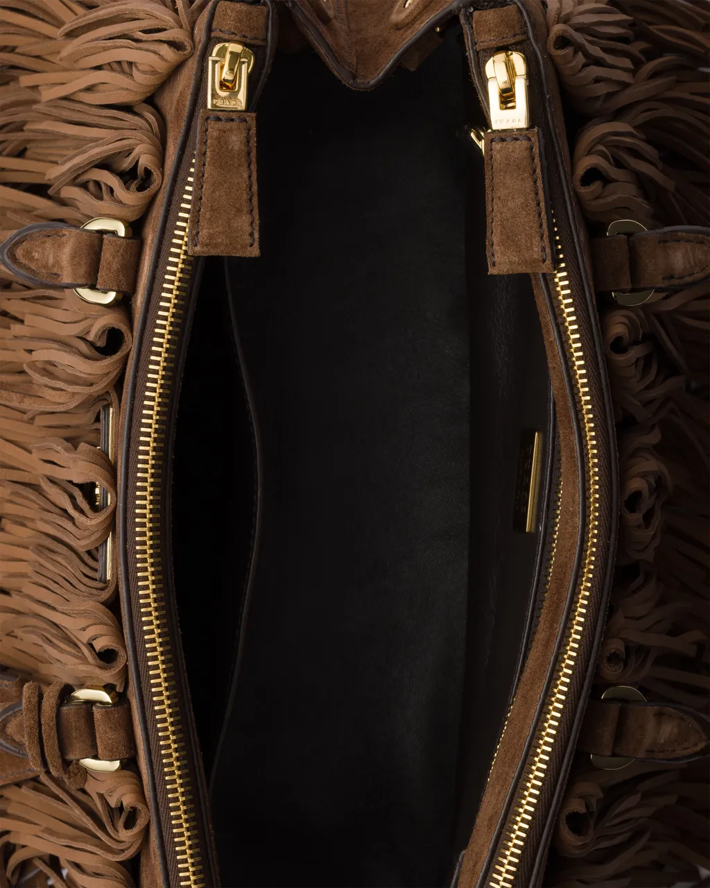 Prada Galleria Medium Suede Bag With Fringe