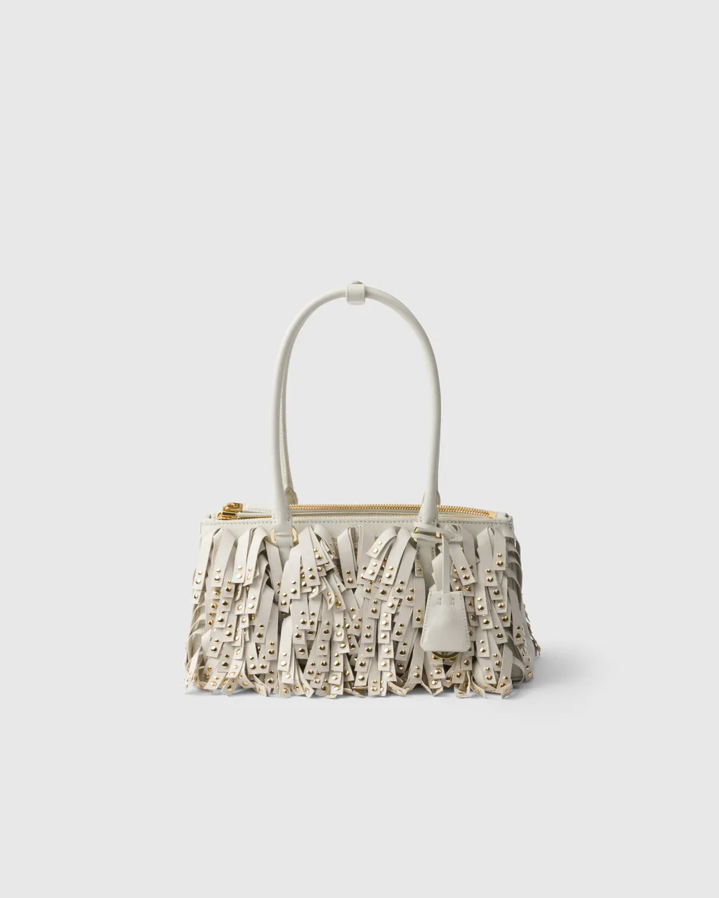 Prada Galleria Medium Nappa Leather Bag With Fringe And Studs