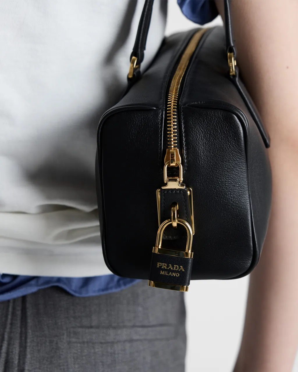Medium Leather Top-Handle Bag With Padlock