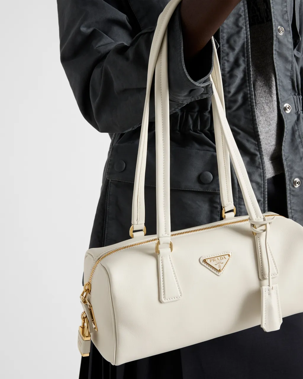 Medium Leather Top-Handle Bag With Padlock