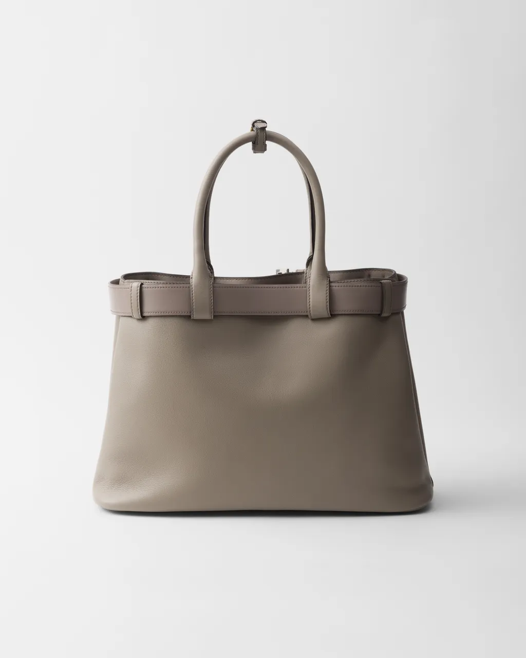 Prada Buckle Large Leather Handbag With Belt