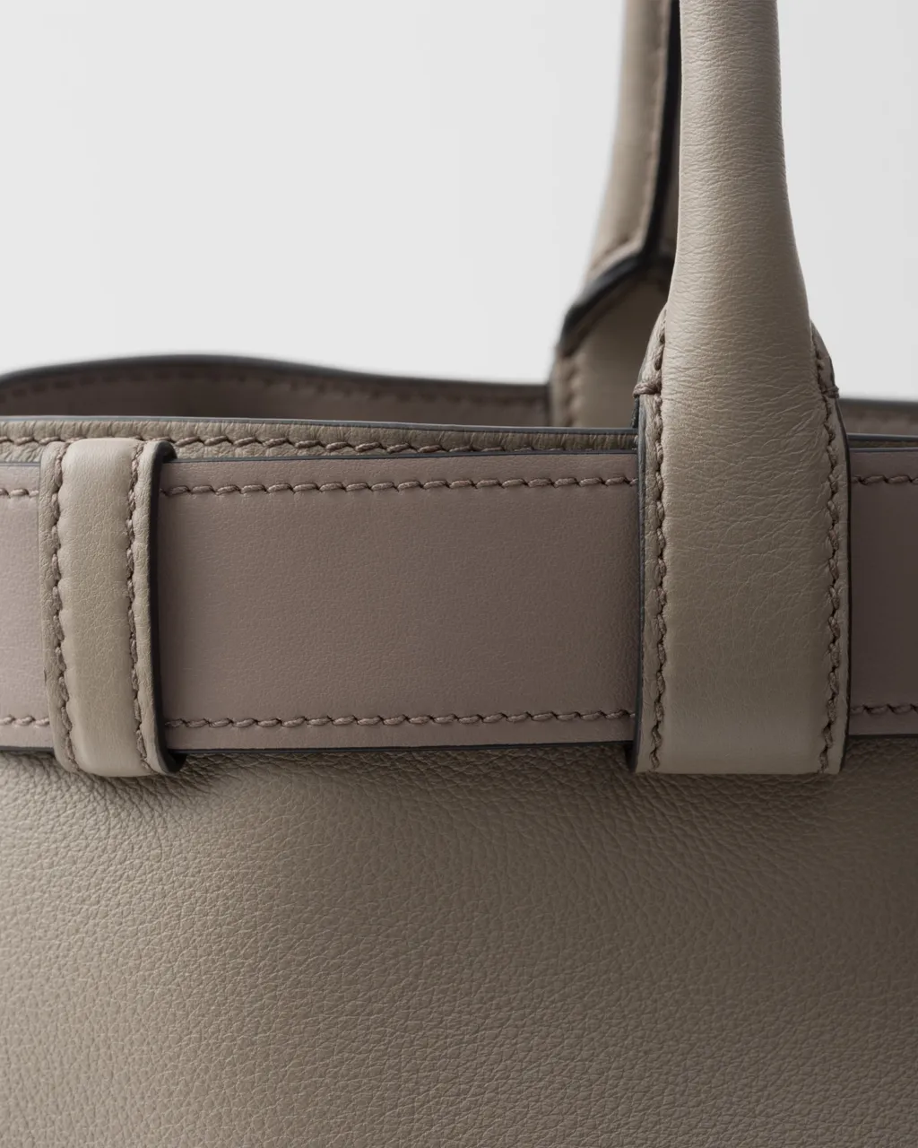 Prada Buckle Large Leather Handbag With Belt