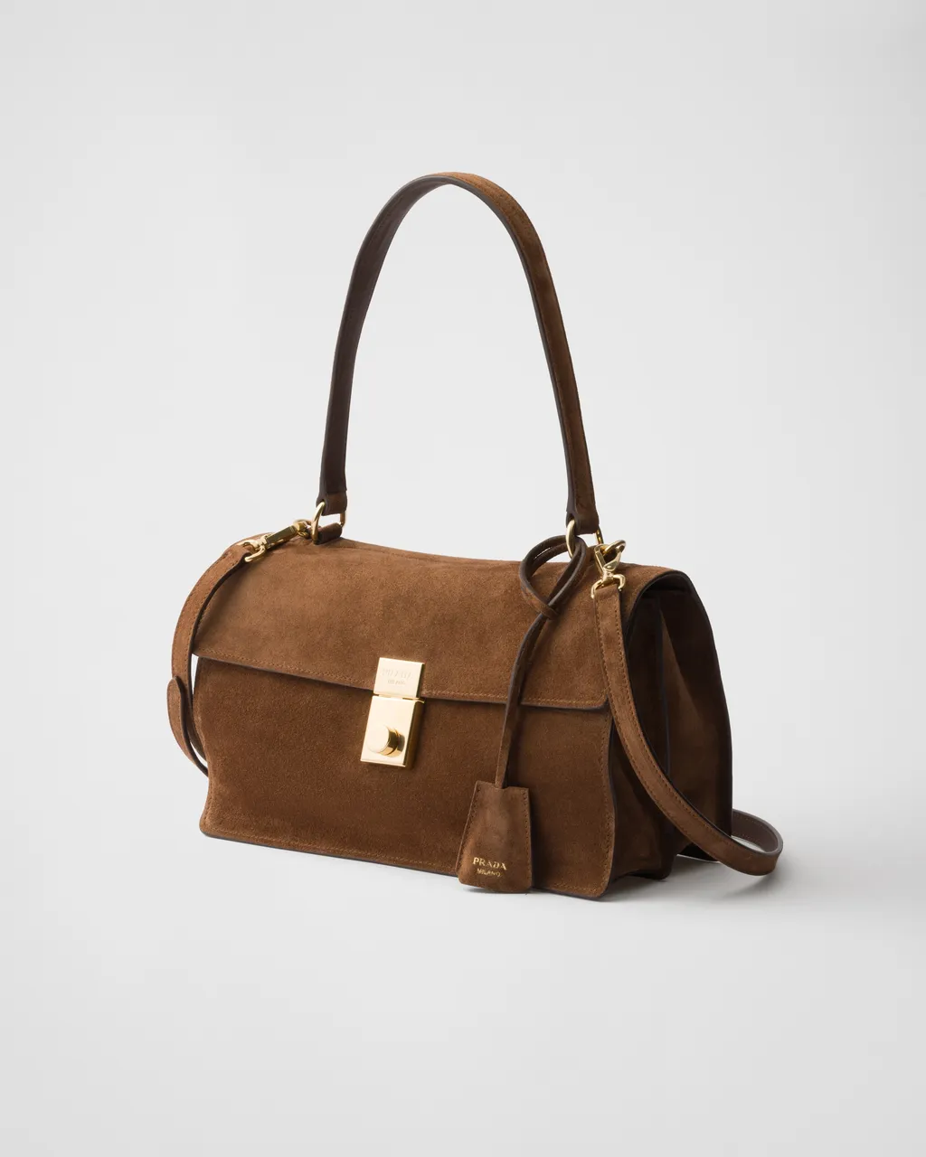 Prada Soft Sound Medium Suede Shoulder Bag