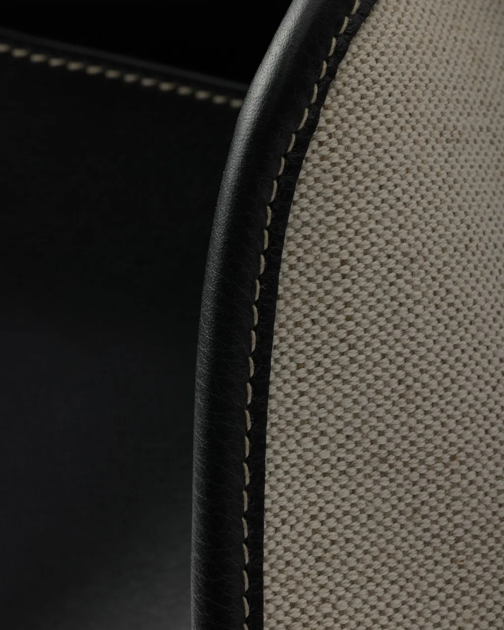 Medium Linen Blend And Leather Tote Bag