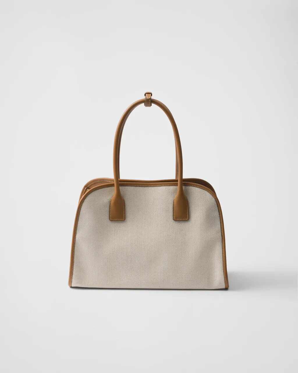 Medium Linen Blend And Leather Tote Bag