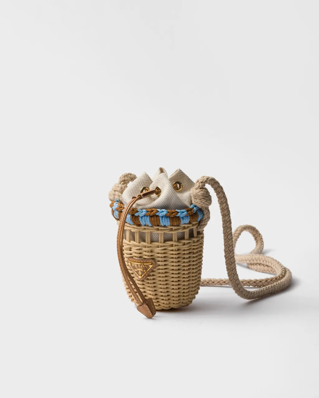 Wicker And Linen-Blend Mini-Bag