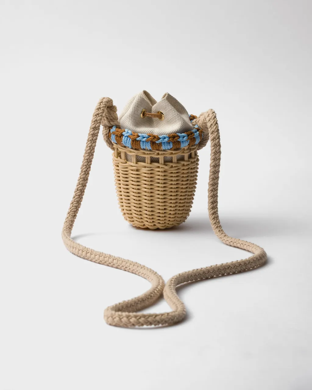 Wicker And Linen-Blend Mini-Bag