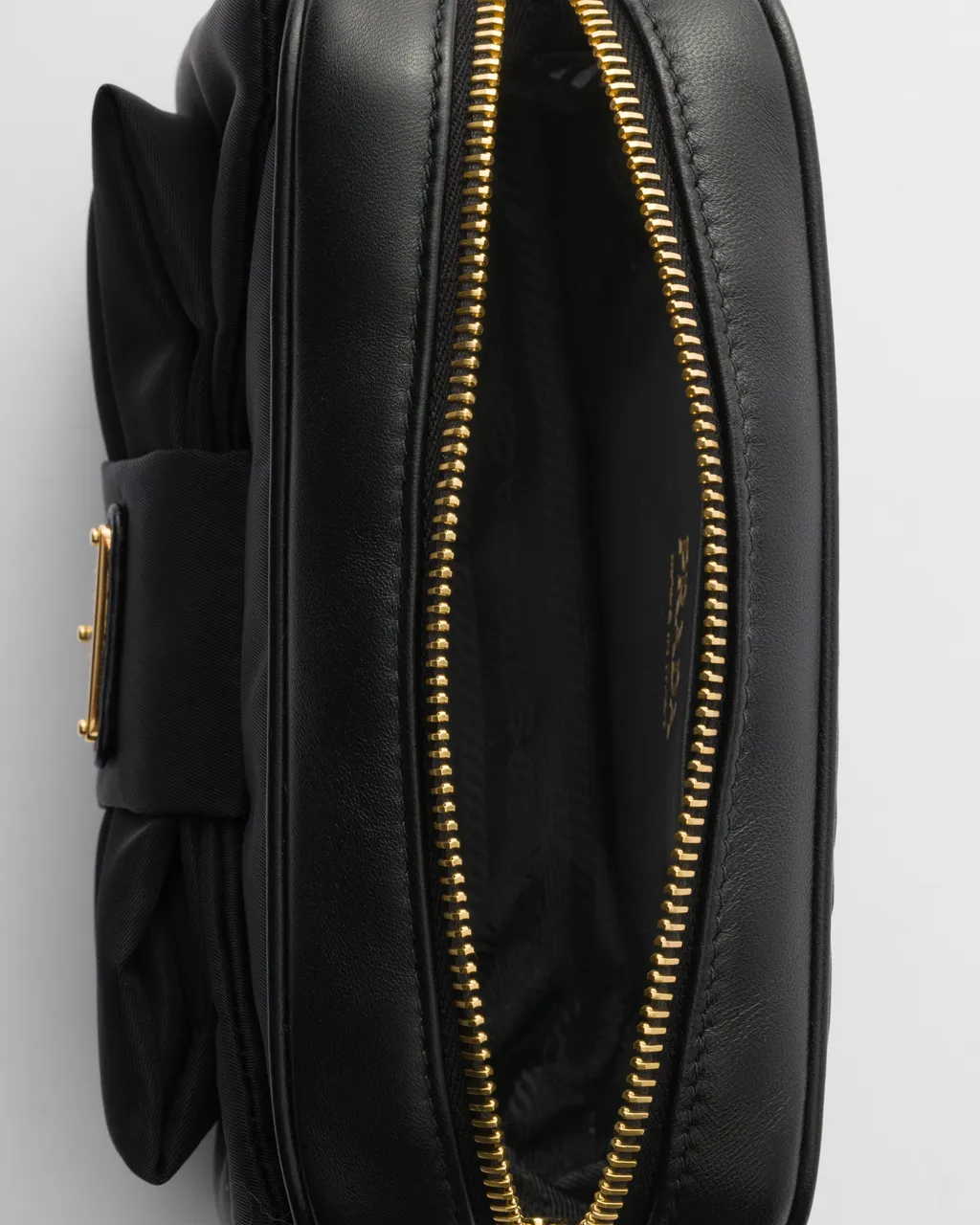 Re-Nylon And Nappa Leather Mini Shoulder Bag With Bow