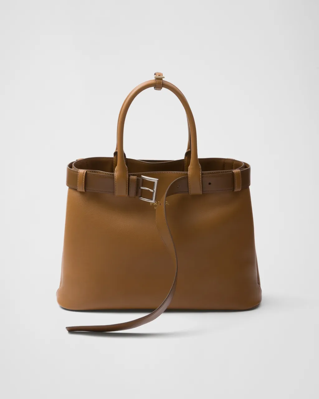 Prada Buckle Large Leather Handbag With Belt