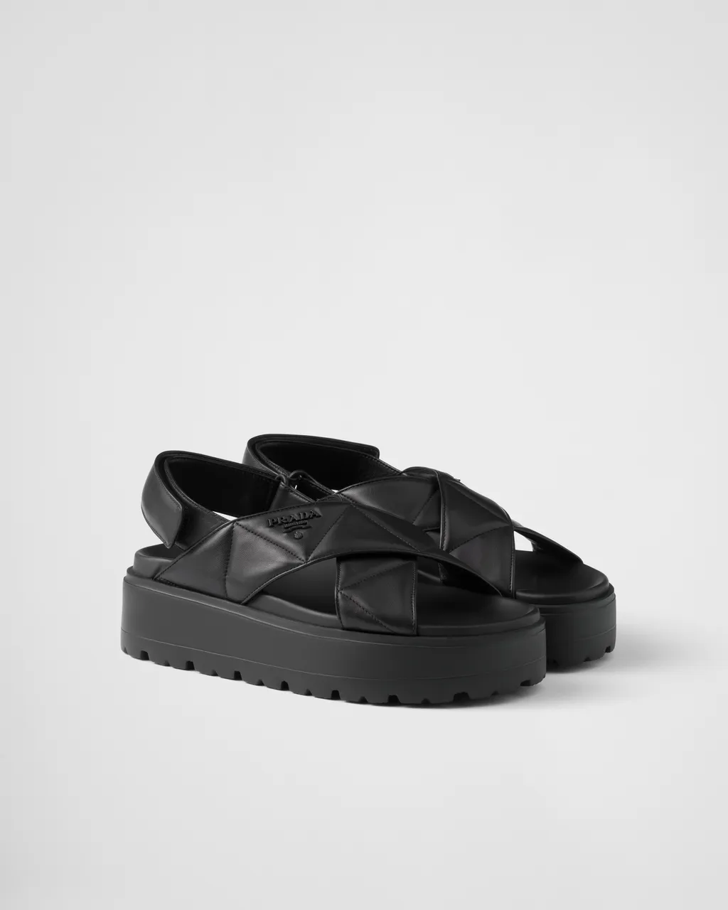Nappa Leather Crisscross Flatform Sandals
