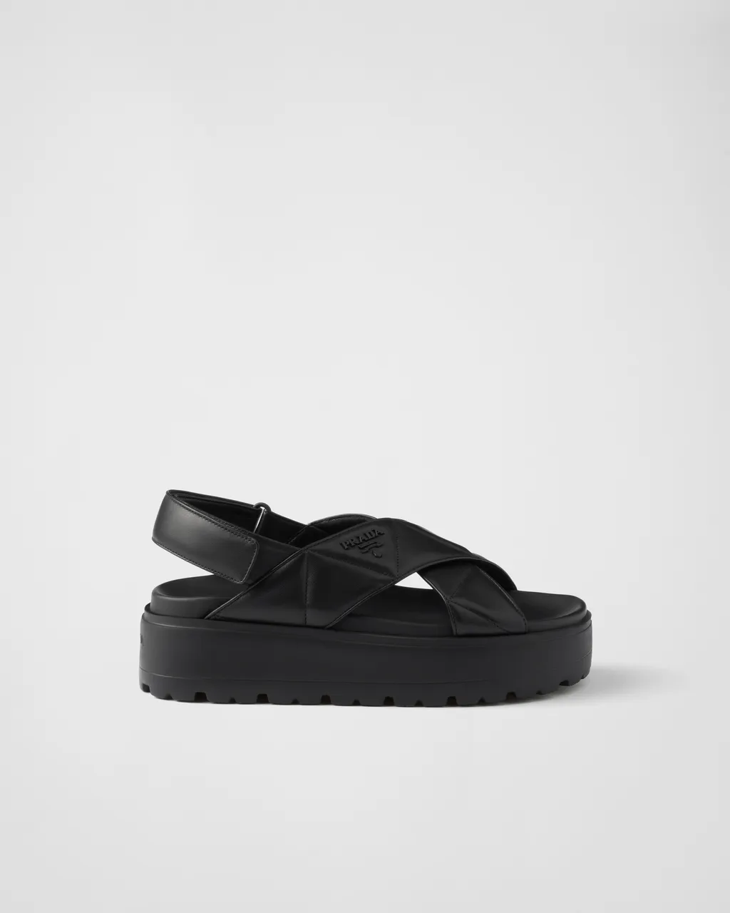 Nappa Leather Crisscross Flatform Sandals