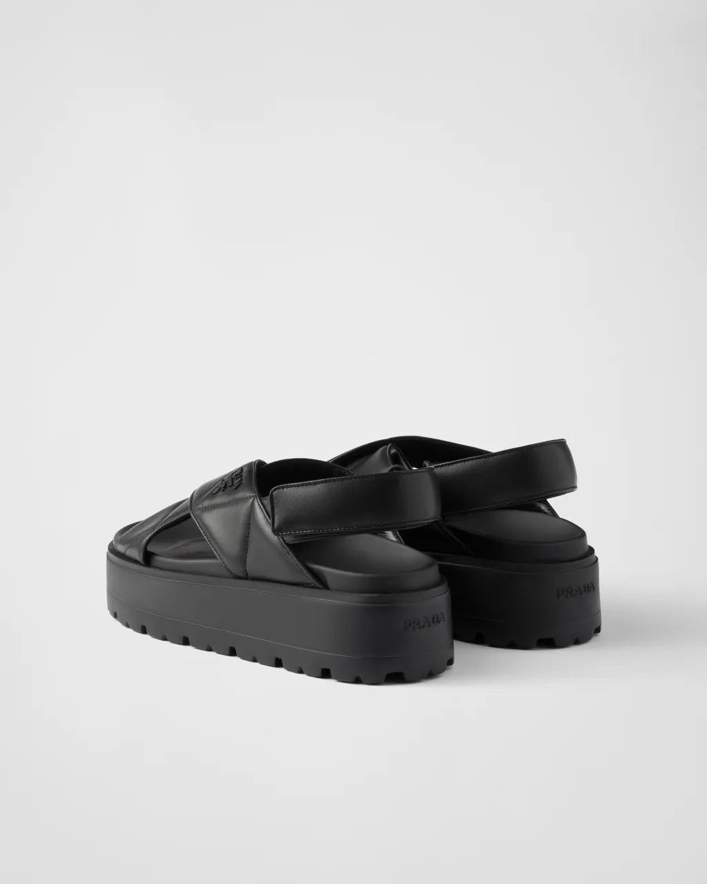 Nappa Leather Crisscross Flatform Sandals