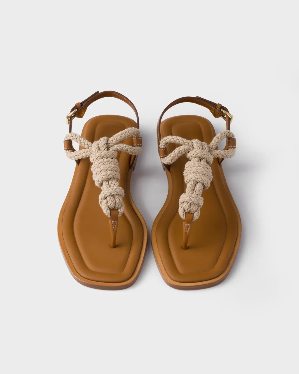 Leather And Cord Thong Sandals