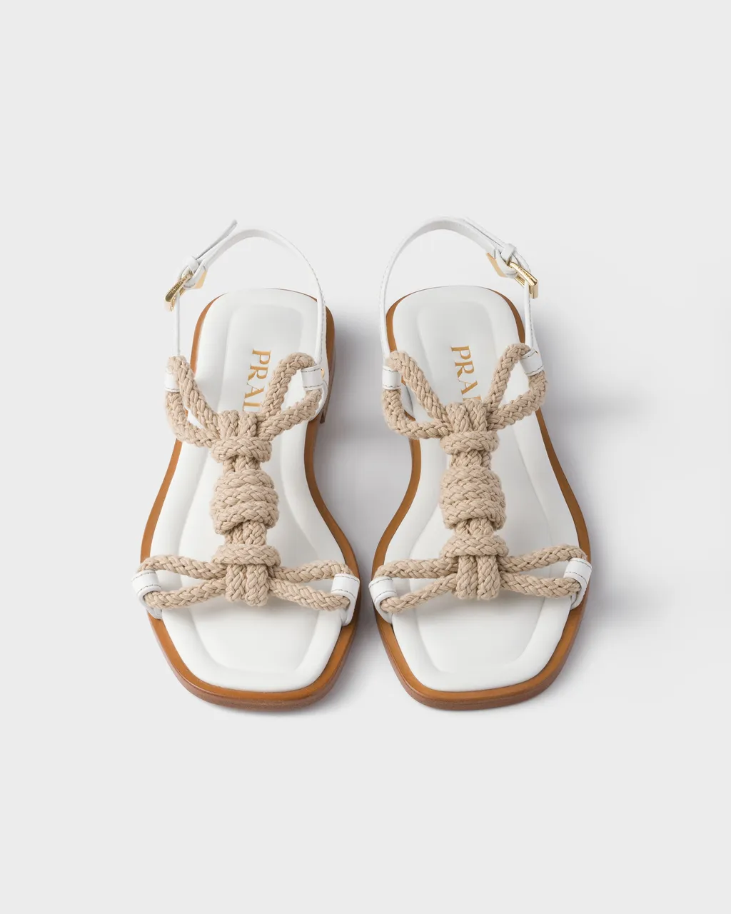 Flat Leather And Cord Sandals