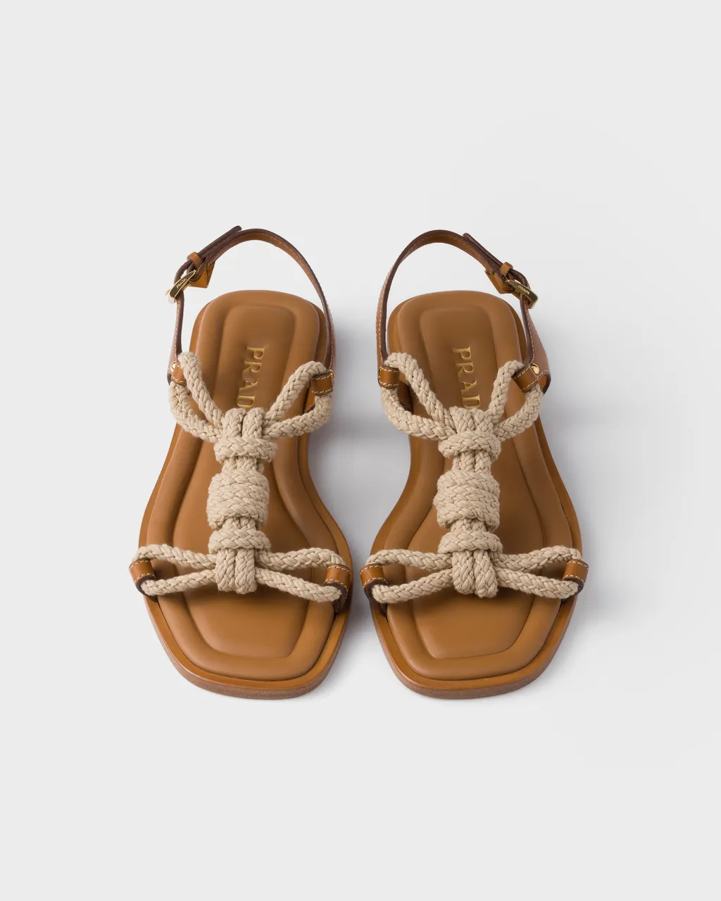 Flat Leather And Cord Sandals