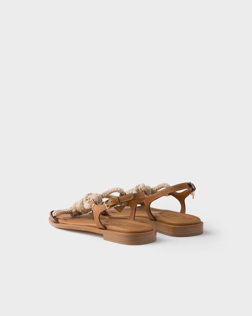 Flat Leather And Cord Sandals