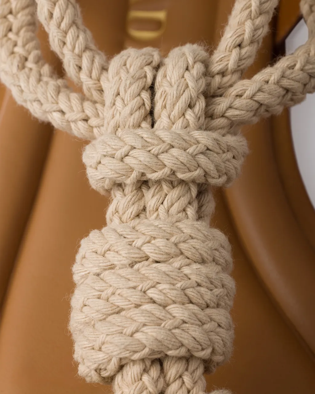 Flat Leather And Cord Sandals