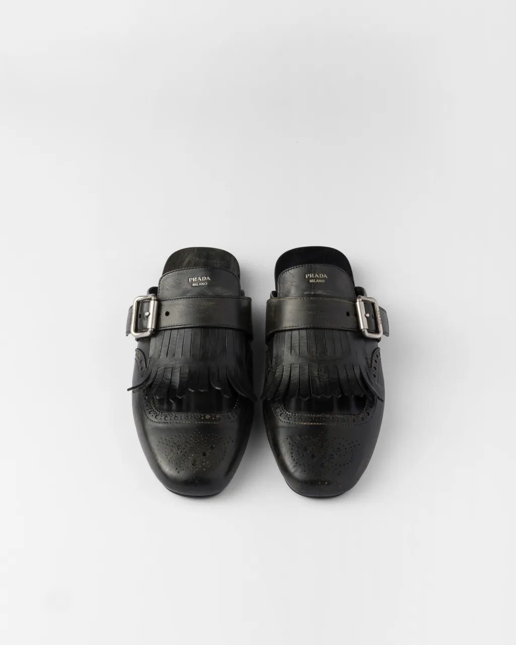 Shuffle Fringed Leather Mules