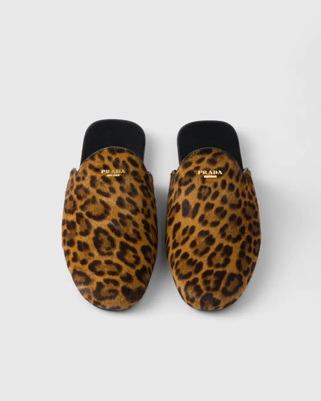 Leopard-Print Leather Mules