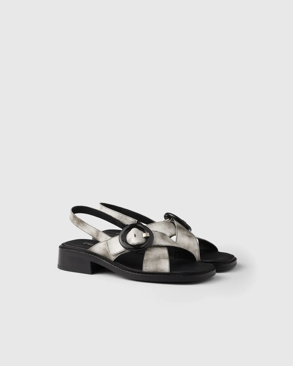 Brushed Leather Sandals With Buckle