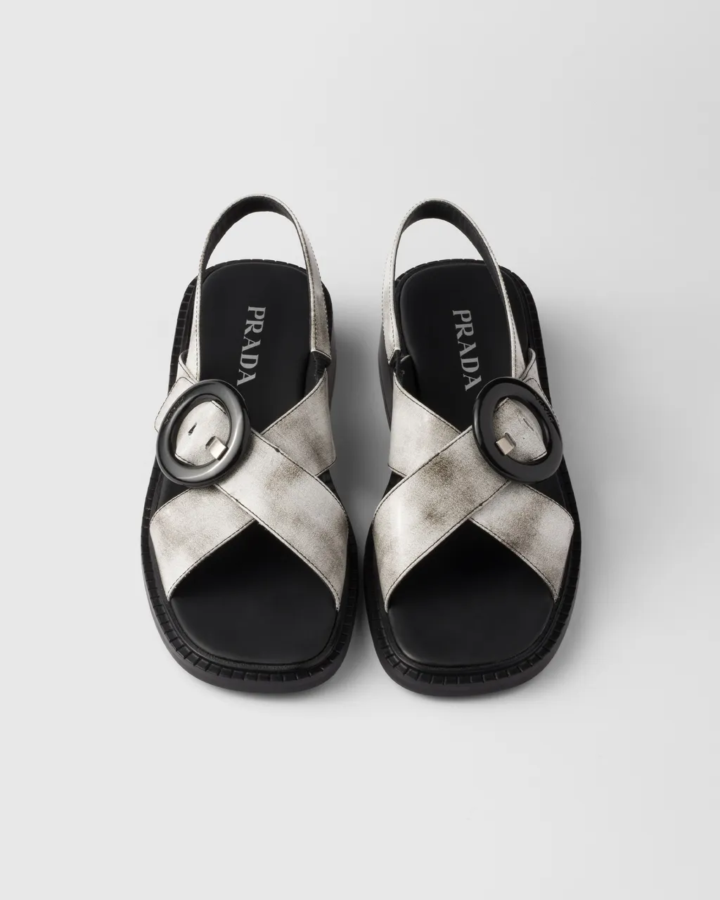 Brushed Leather Sandals With Buckle
