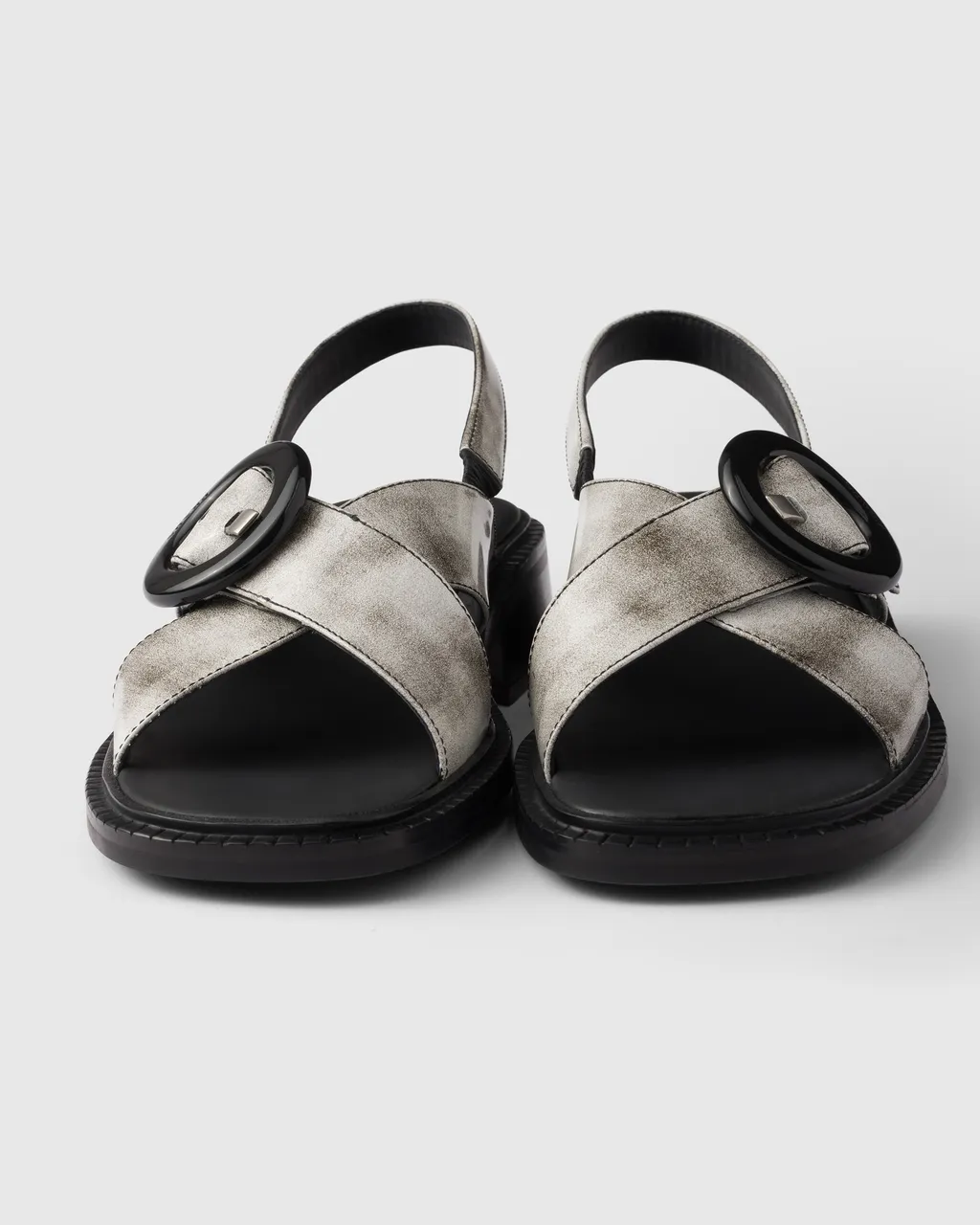Brushed Leather Sandals With Buckle
