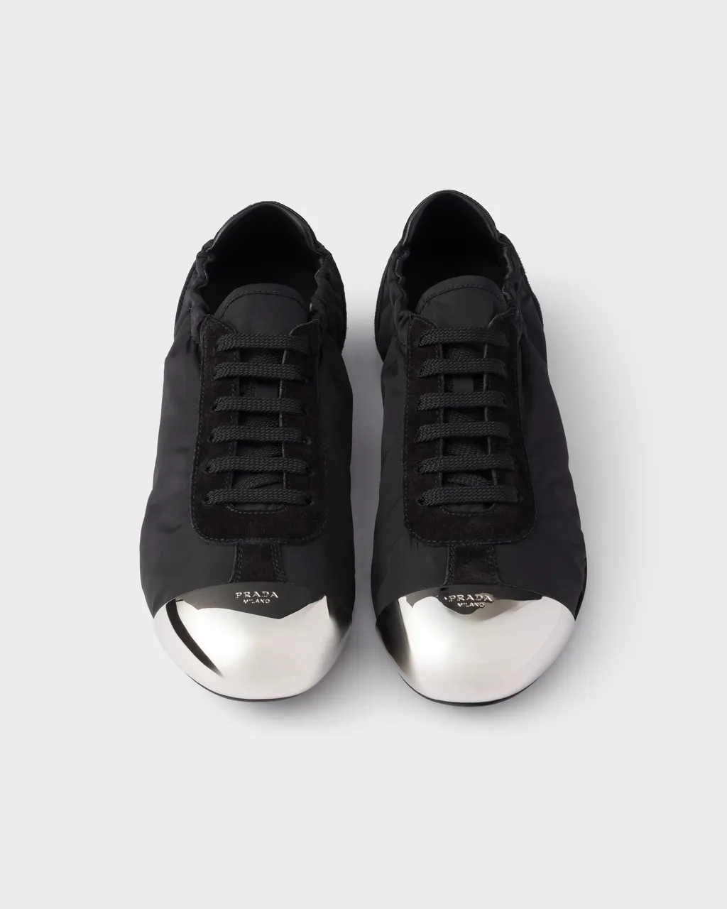 Collapse Re-Nylon And Suede Sneakers With Metal Toecap