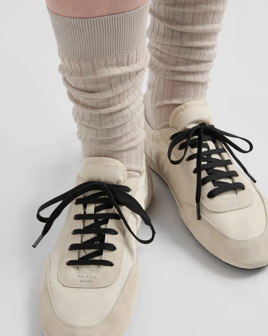 Collapse Re-Nylon And Suede Sneakers