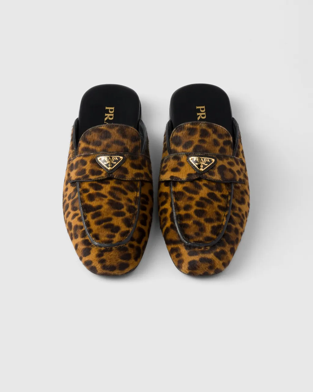 Leopard-Print Leather Mules