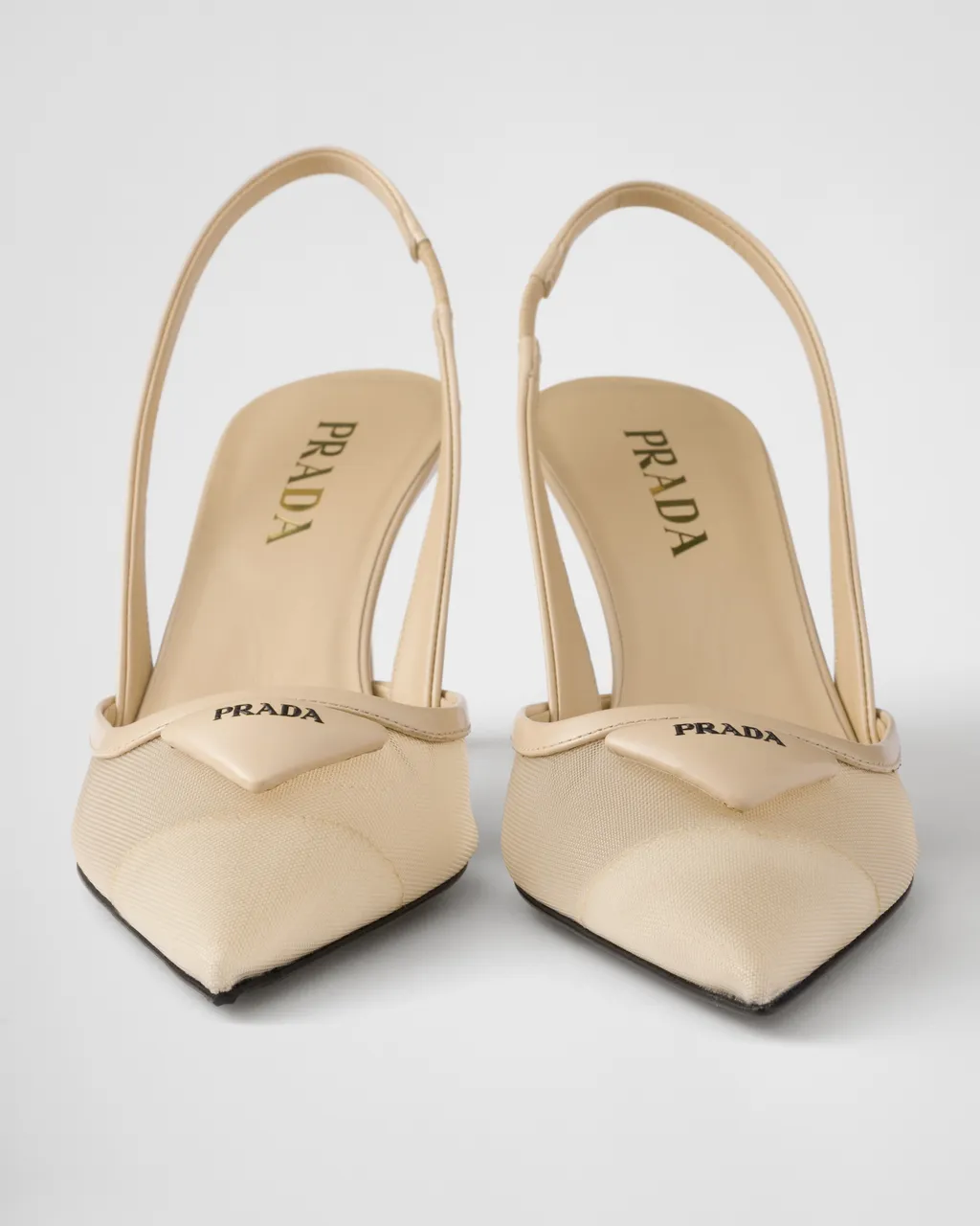 Mesh Fabric Slingback Pumps