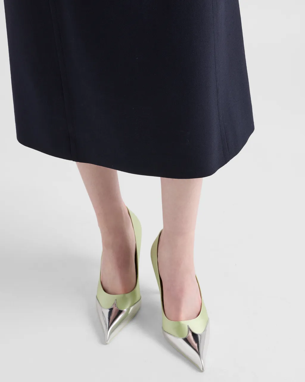 Satin And Metallic Leather Pumps