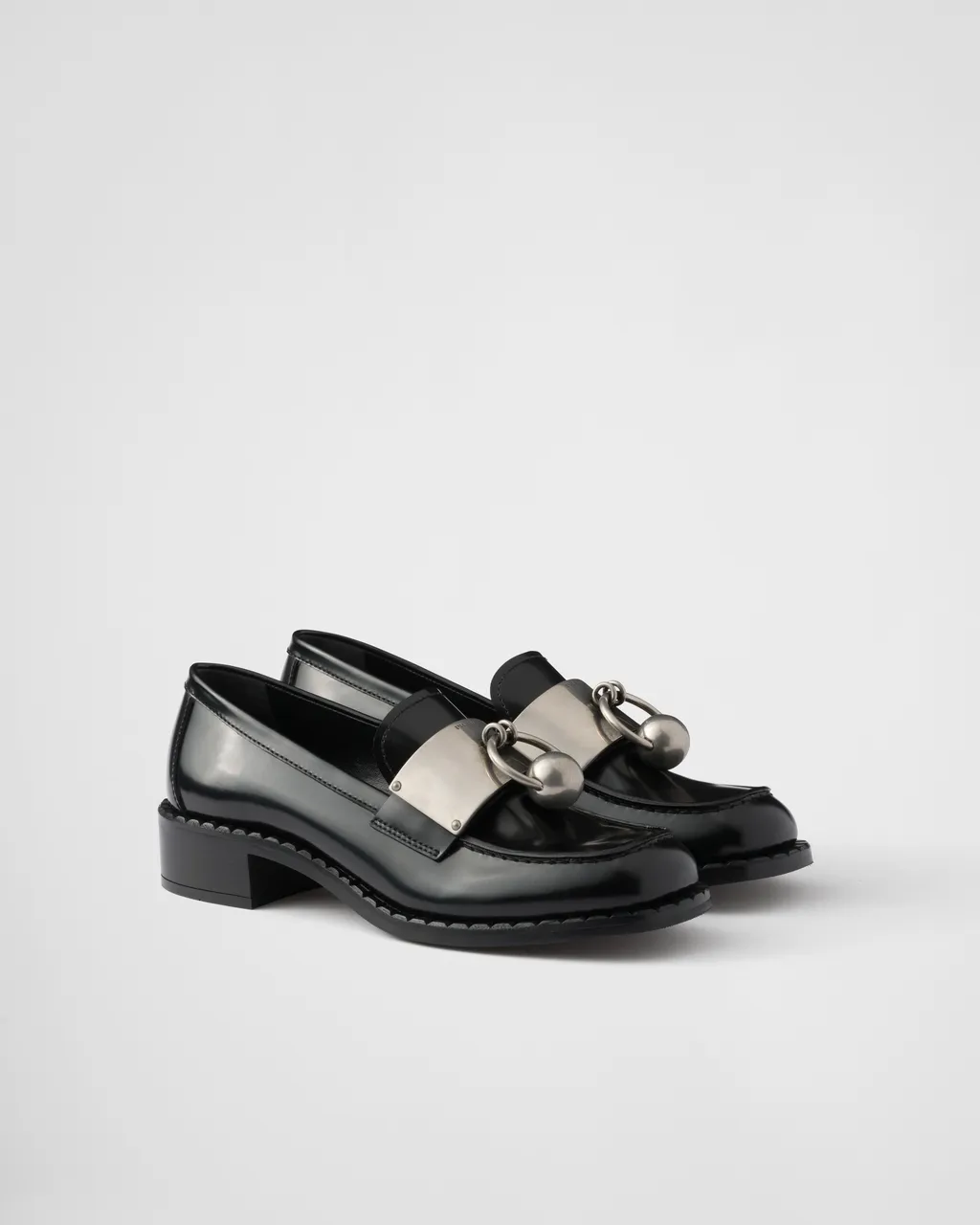 Brushed Leather Loafers With Metal Details