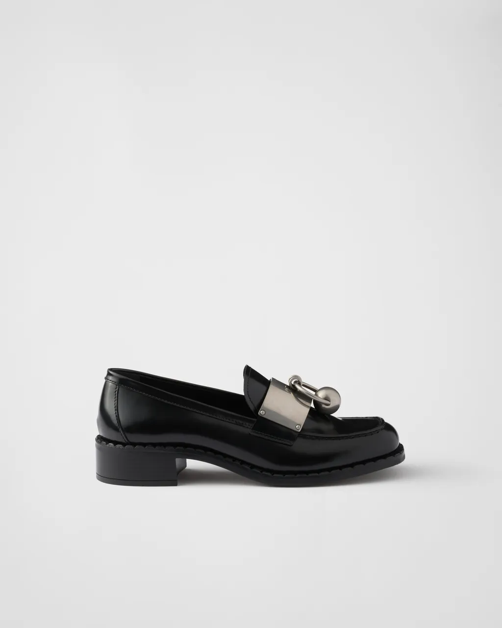 Brushed Leather Loafers With Metal Details